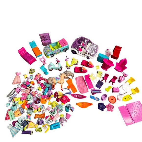Mattel Other - Polly Pocket Lot Outfits Furniture Cars Horse Jet Skis Scooters Huge Set